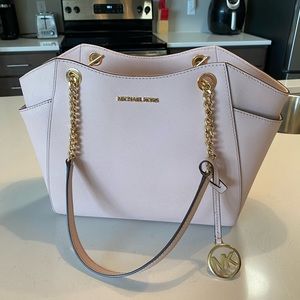 Michael Kors Jet Travel Large Chain Shoulder Tote (Pink)